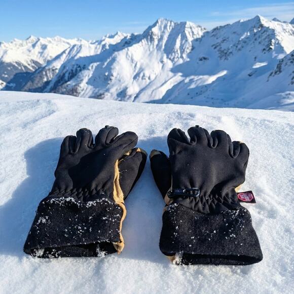 KOMBI Windstopper Winter Gloves Size Large – Leather Palm Black/Tan – Ski Work - Picture 2 of 5